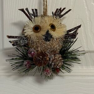 Rustic Straw & Pinecone Ornament with Greenery